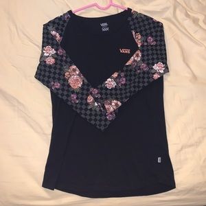 Vans top with flower design on sleeves